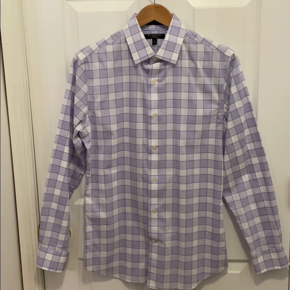 Banana Republic men’s purple plaid shirt; small